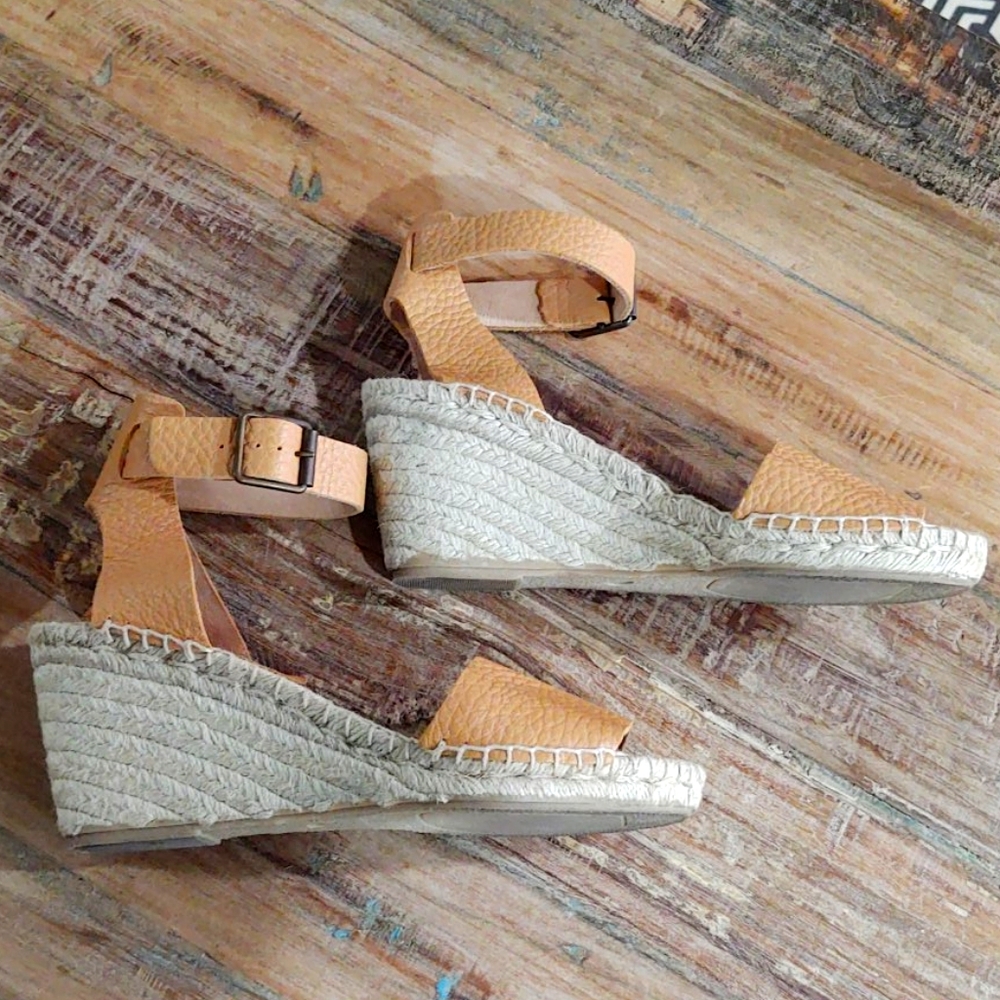 JCrew leather espadrilles 3" wedge